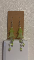 Green flower earrings